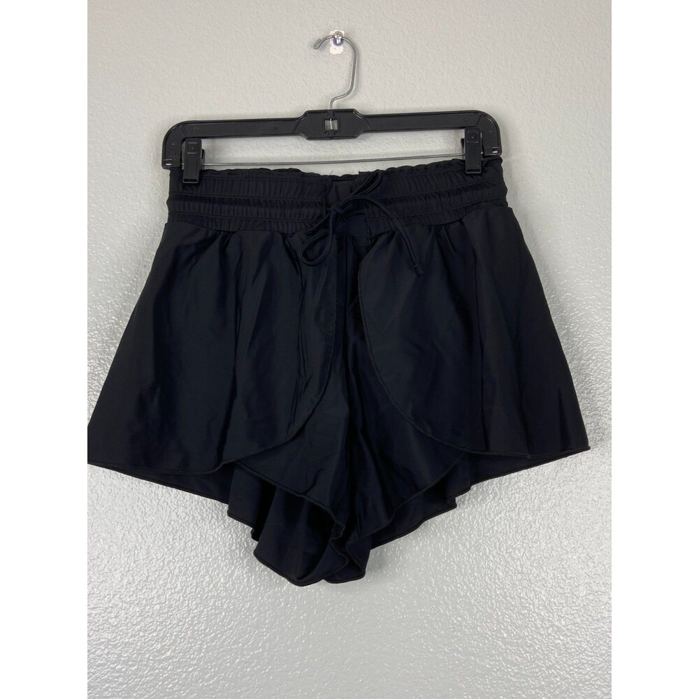 Women Small Black Athletic Shorts Overlapping Sides Inner Shorts Lightweight